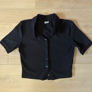 Sunday Best Black Short Sleeve Polo Top
